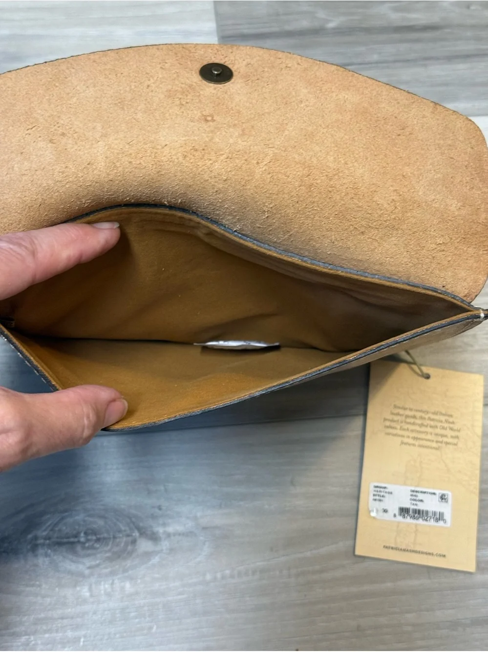 Patricia Nash Cognac Brown Leather Envelope Wallet